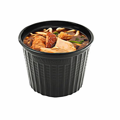 25 Stück Mehrweg- Soup To Go Becher, 500ml, schwarz, PP