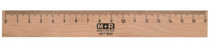 1 Stück M+R Holzlineal, 400mm, aus Buche, mit Metalleinlage, hellbraun