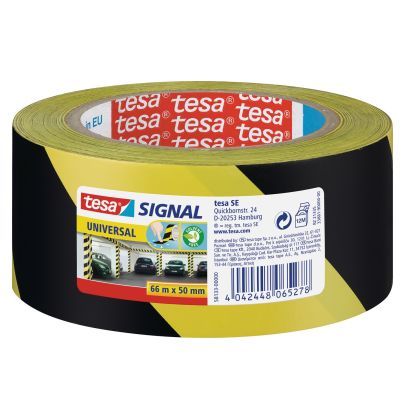 1 Rolle Tesa 58133 Warnband, Markierungsband 66m x 50mm gelb / schwarz, selbstklebend