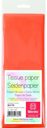 5 Stück Seidenpapier 50 x 75cm, 17 g/m², orange