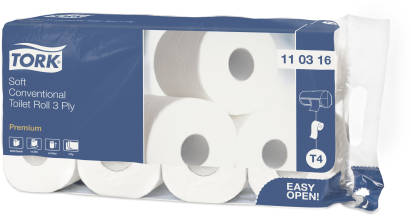 8 Rollen TORK Toilettenpapier 110316, 3-lagig, T4, weiß, Premium