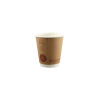 25 Stück Bio Coffee To Go Kaffeebecher 300ml, Ø90mm, braun, mit Druck, doppelwand, biologisch abbaubar