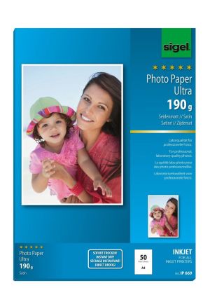 50 Blatt Sigel Ultra-Foto-Papier, IP669, DIN A4, seidenmatt, 190 g/qm